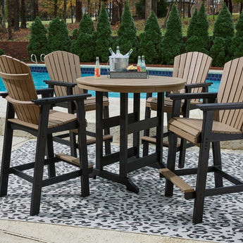 Fairen Trail - Juego de comedor de 5 piezas con 4 sillas - Negro/Madera flotante