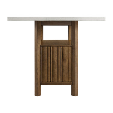 Carmela - Rectangular Counter Table With Marble Top - Brown / White