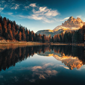 Tempered Glass With Foil - Mountain Reflection - Blue