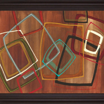 Retro Squares - 28" x 34" Framed Wall Art - Dark Brown
