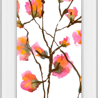 Inky Blossoms I By Deborah Velasquez - Mirror Framed Print Wall Art - Pink