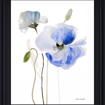 Azure Blossom Dance - 28" x 34" Framed Wall Art - White