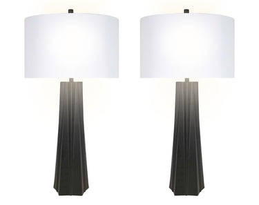 "Obsidian Glow" Metal Table Lamp (Set of 2) - Matte Black