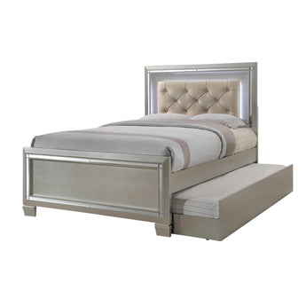 Platinum - Cama juvenil con plataforma completa y nido - Champán