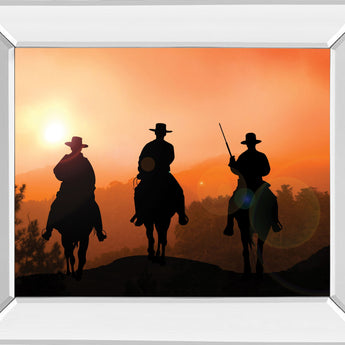 Horse Riders By Jtanki - Mirror Framed Print Wall Art - Orange