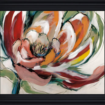 Crimson Blossom Burst - 28" x 34" Framed Wall Art - Red