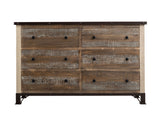 Antique Dresser With 6 Drawers Multicolor - detail