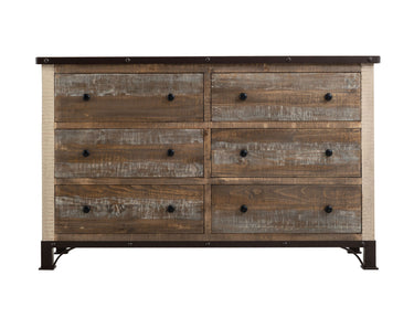 Antique Dresser With 6 Drawers Multicolor - detail