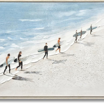 Surf Parade Serenity - 28" x 55" Framed Wall Art - Beige
