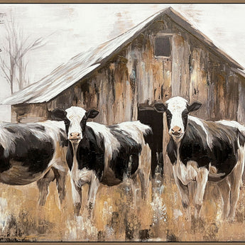 Barnside Watch Hand-Embellished Canvas In Frame - Brown / Black