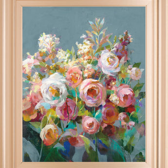 Joy Of The Garden II By Danhui Nai - Framed Print Wall Art - Light Blue