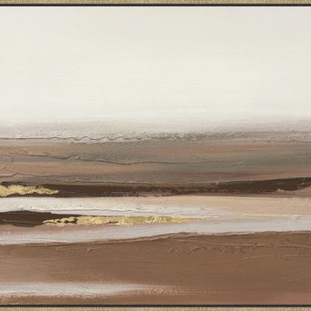 Golden Dusk Layers - 20" x 60" Framed Wall Art - Beige