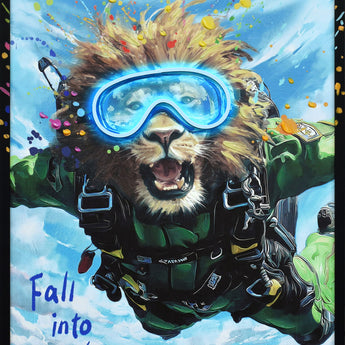 Skybound Roar I Hand-Embellished LED Canvas In Frame - Black / Blue