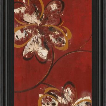 Flowers Dancing Il By Katrina Craven - Framed Print Wall Art - Red
