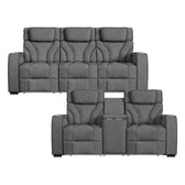 Blitz 2-piece set in Dark Gray, front view of reclining sofa and console loveseat