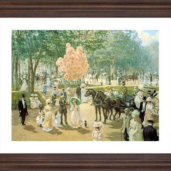 Victorian Balloon Promenade - 28" x 34" Framed Wall Art - Green