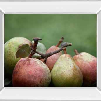 Comice Pear Il By Rachel Perry - Mirror Framed Print Wall Art - Green