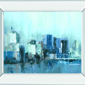 Citlylines By Jones, Cy - Mirror Framed Print Wall Art - Blue