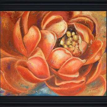 Amber Petal Radiance - 28" x 34" Framed Wall Art - Orange