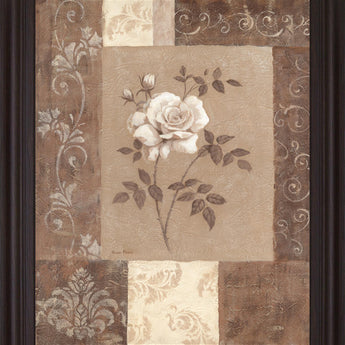 Sepia Rose Elegance - 28" x 34" Framed Wall Art - Beige