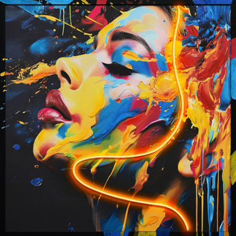 "VIVid Visage" Hand-Embellished LED In Frame - Black / Multicolor