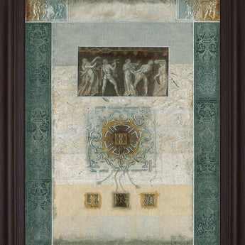 Verdant Fresco Geometry - 28" x 34" Framed Wall Art - Beige