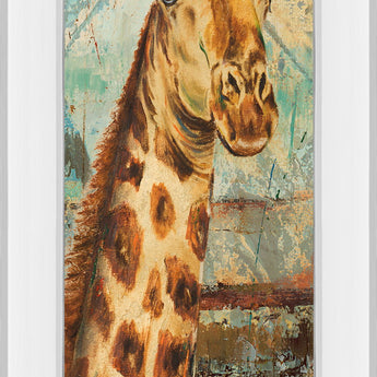 New Safari On Teal I By Patricia Pinto - Mirror Framed Print Wall Art - Light Brown