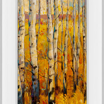 Vivid Birch Forest Il By Tim Otoole - Mirror Framed Print Wall Art - Orange