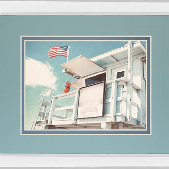 The Cabin By Natasia Cook - Mirror Framed Print Wall Art - Light Blue