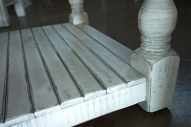 Stone Cocktail Table Antiqued Ivory / Weathered Gray - detail