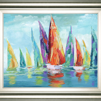 Fine Day Sailing I By Nan - Framed Print Wall Art - Light Blue