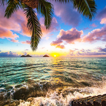 Tempered Glass With Foil - Coastal Sunset - Blue