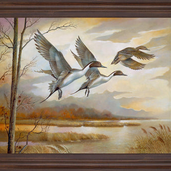 Soaring Pintails - 28" x 34" Framed Wall Art - Beige