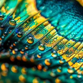 Peacock Droplets (Framed Small) - Blue