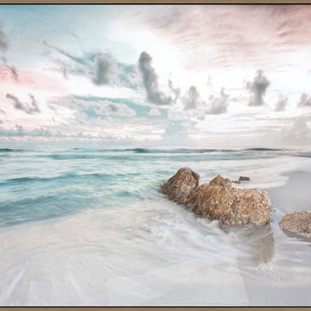Blush Tide Gloss Canvas In Frame - Beige / Black