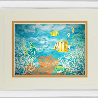 Under The Sea By Julie Derice - Mirror Framed Print Wall Art - Blue
