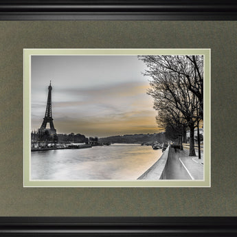 River Seine And The Eiffel Tower By Assaf Frank - Framed Print Wall Art - Gray