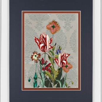 Summer Flowers Il By Ken Hurd - Mirror Framed Print Wall Art - Blue