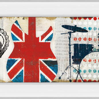 British Invasion Il By Mo Mullan - Mirror Framed Print Wall Art - Red