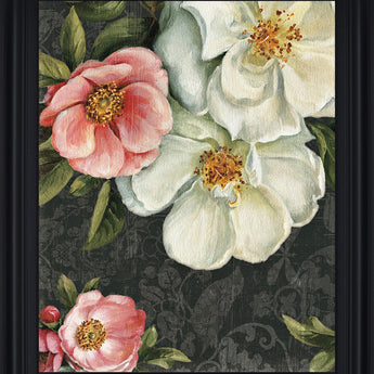 Blushing Petal Harmony - 28" x 34" Framed Wall Art - Dark Gray