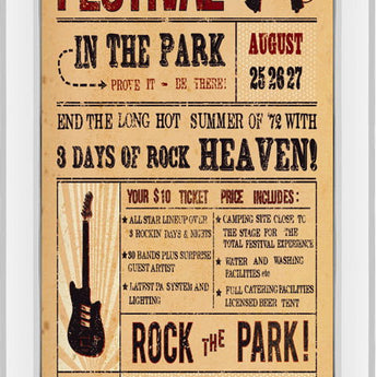 Rock Festival By The Vintage Collection - Mirrored Frame Wall Art - Light Brown
