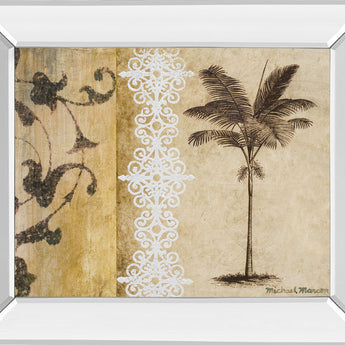 Decorative Palm I By Michael Marcon - Mirror Framed Print Wall Art - Beige
