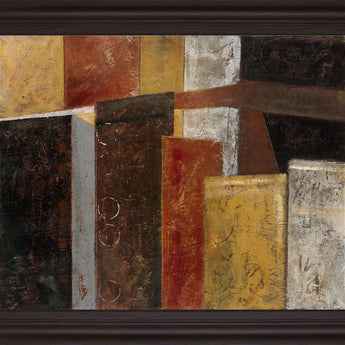 Burnished Geometry - 28" x 34" Framed Wall Art - Dark Brown