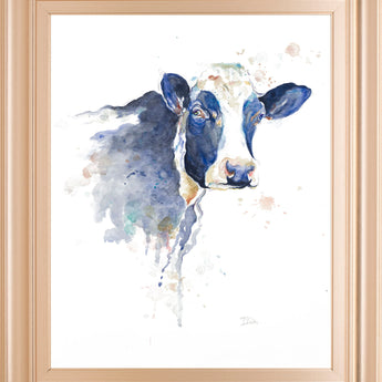 Watercolor Cow By Patricia Pinto - Framed Print Wall Art - White