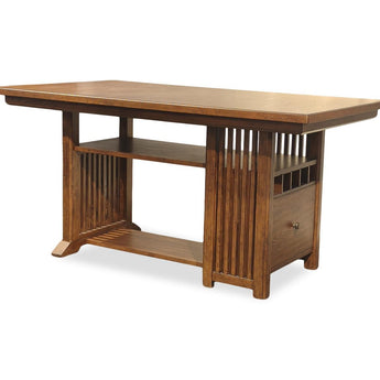 Langley - Complete Counter Height Table With Wine Storage - Tawny Brown