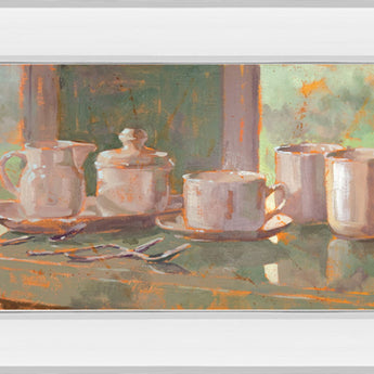 Gathering Il By Lorraine Vail - Mirror Framed Print Wall Art - Light Brown