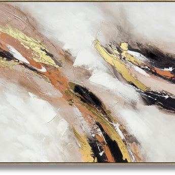 Radiant Bronze Current - 35" x 47" Framed Wall Art - Gold