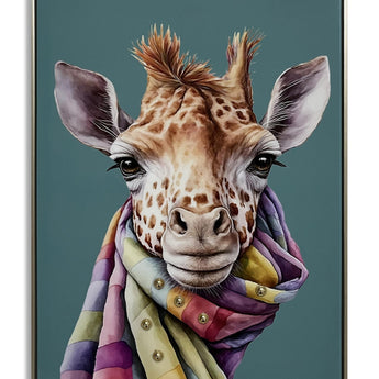 Whimsical Giraffe Chic - 21" x 29" Framed Wall Art - Blue