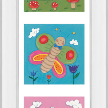 Garden Party I By Sophie Harding - Mirror Framed Print Wall Art - Blue