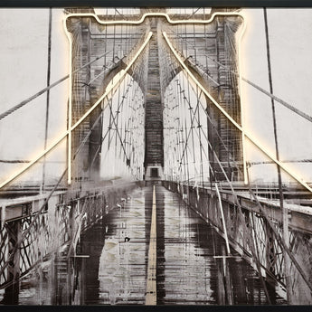 "Luminous Crossing" Hand-Embellished LED In Frame - Black / White / Dark Gray